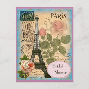 Pairs Eiffel Tower & Roses Bridal Shower Invitation