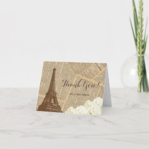 Pairs Eiffel Tower Vintage Wedding Thank You Card
