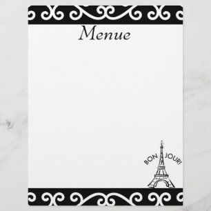 Pairs Menue Paper Customised Letterhead