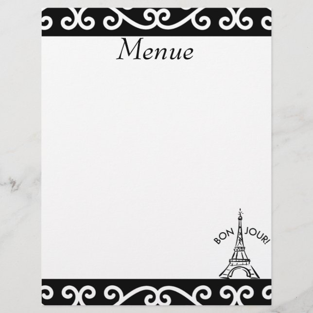 Pairs Menue Paper Customised Letterhead (Front)