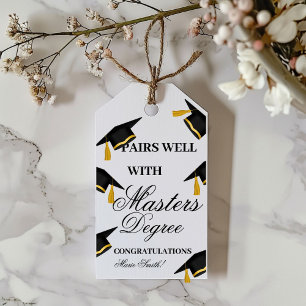 Pairs well With A master degree Graduation gift Gift Tags