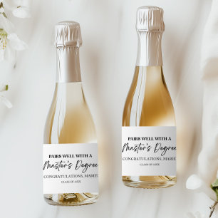 Pairs Well With A Master's Degree Graduation Gift Sparkling Wine Label