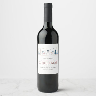Pairs Well With Christmas Snowmen Festive Wine Label