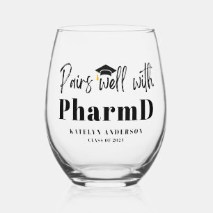 Pairs Well with PharmD Personalised Graduation Stemless Wine Glass