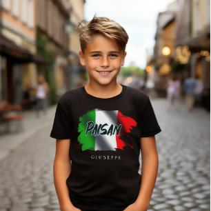 Paisan Brush Stroke Flag Personalised Kids T-Shirt