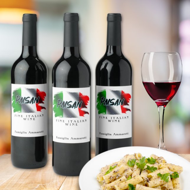 Paisan Fine Italian Wine Label (Paisan Funny Italian Family
Personalized Wine Label)