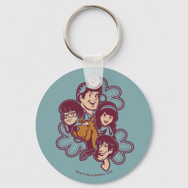 Paisely Flower Scooby-Doo and the Gang Key Ring (Front)