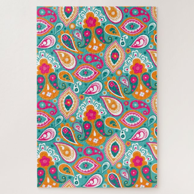 Paisley 70s 60s Boho Retro Jigsaw Puzzle (Vertical)