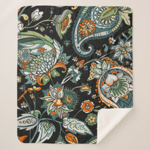 Paisley. A seamless pattern based on the tradition Sherpa Blanket