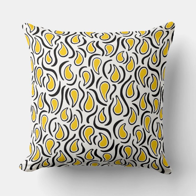 Paisley Abstract 230523 - Amber, B&W Cushion (Front)