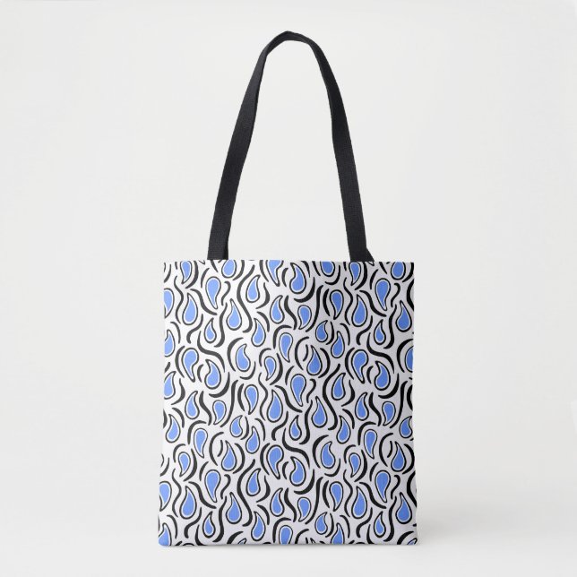 Paisley Abstract 230523 - Baby Blue, B&W Tote Bag (Front)