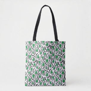 Paisley Abstract 230523 - Grass Green, B&W Tote Bag