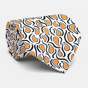 Paisley Abstract 230523 - Light Orange, B&W Tie