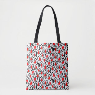 Paisley Abstract 230523 - Red, Black and White Tote Bag