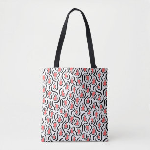 Paisley Abstract 230523 - Tropical Pink, B&W Tote Bag