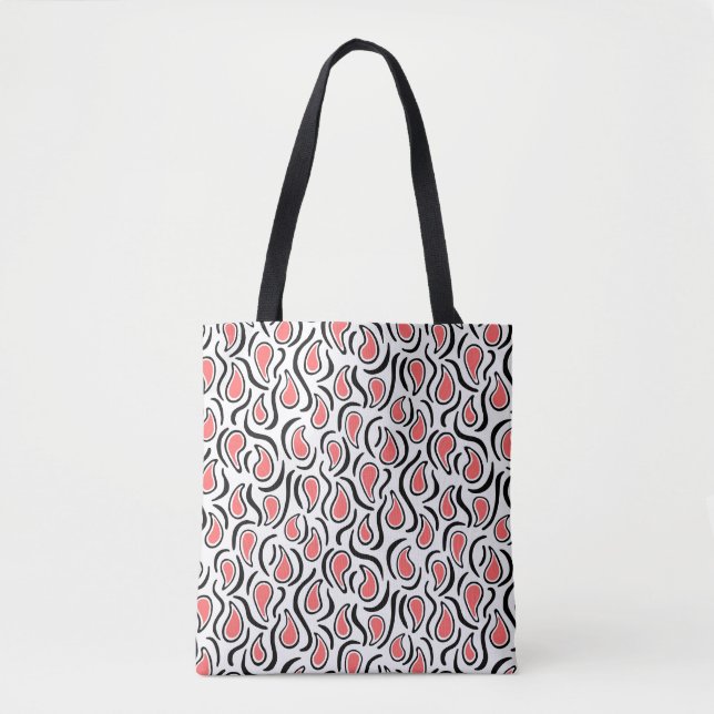 Paisley Abstract 230523 - Tropical Pink, B&W Tote Bag (Front)