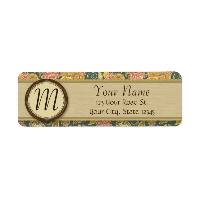Paisley and Fan Flowers with Monogram (Front)