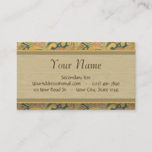 Paisley and Fan Flowers with Monogram Business Card