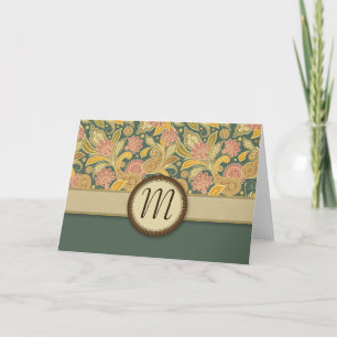 Paisley and Fan Flowers with Monogram Note Card