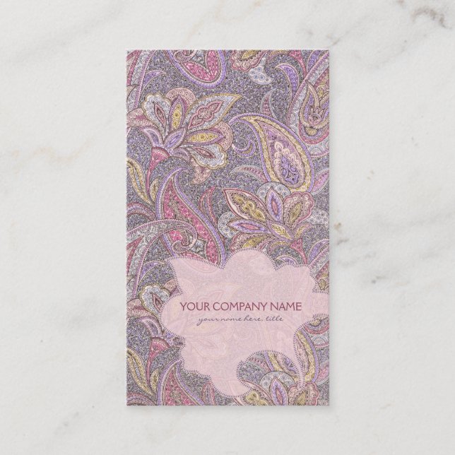 Paisley and flower pattern business card (Front)