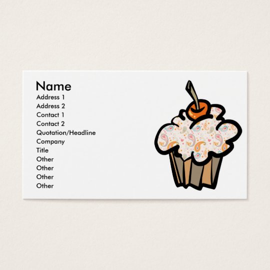 paisley and hearts cupcake, Name, Address 1, Ad... Business Card