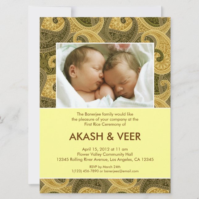 Paisley Annaprashan (First Rice) Invitation (Front)