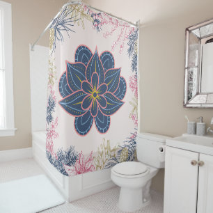 Paisley Art, Blue and Purple Graphic Artwork Shower Curtain