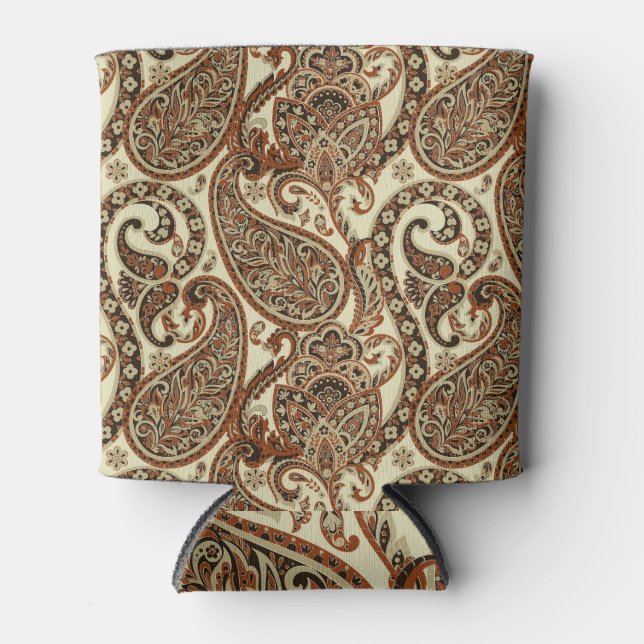 Paisley Asian Textile Seamless Background Can Cooler (Front)