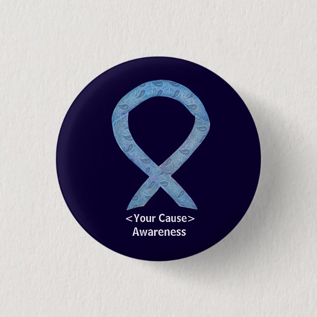 Paisley Awareness Ribbon Personalised Button Pins (Front)