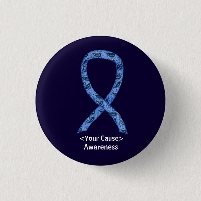 Paisley Awareness Ribbon Personalised Pin Buttons (Front)