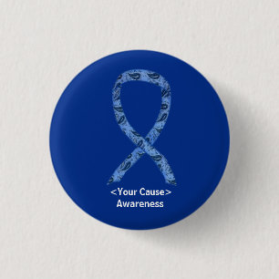 Paisley Awareness Ribbon Personalised Pin Buttons