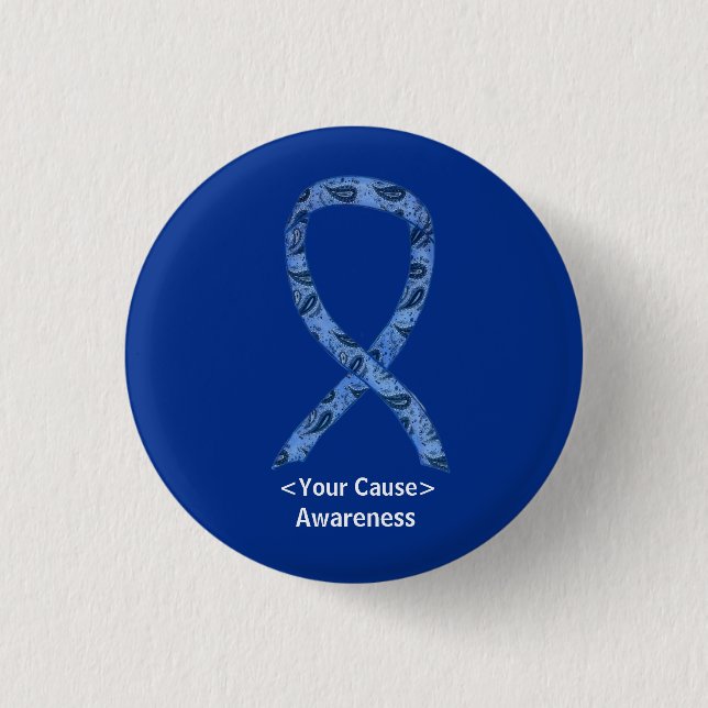 Paisley Awareness Ribbon Personalised Pin Buttons (Front)