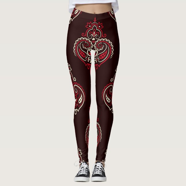 Paisley Bandanna: Boho Vintage Print. Leggings (Front)