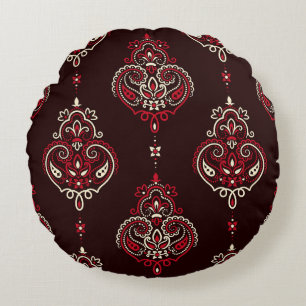Paisley Bandanna: Boho Vintage Print. Round Cushion