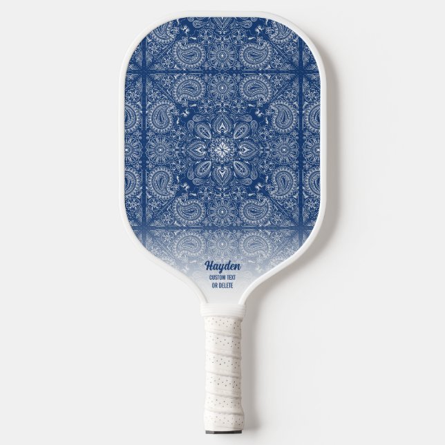 Paisley Bandanna Pattern Personalised Name Text Pickleball Paddle (Front)