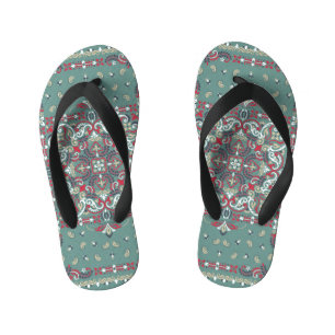 Paisley Bandanna Print: Silk Neck Scarf Kid's Flip Flops