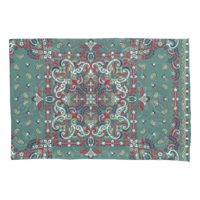 Paisley Bandanna Print: Silk Neck Scarf Pillowcase (Front)