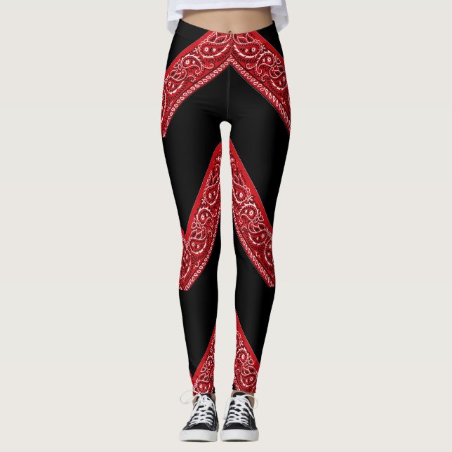 Paisley Bandanna Red Hanky Leggings (Front)