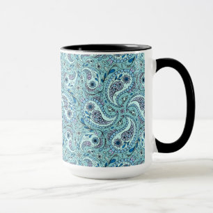 Paisley birds in baby blue mug