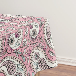 Paisley birds in baby pink tablecloth