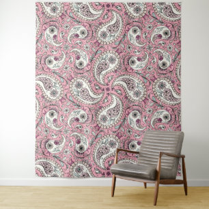 Paisley birds in baby pink tapestry