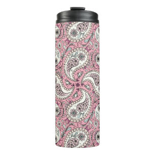 Paisley birds in baby pink thermal tumbler
