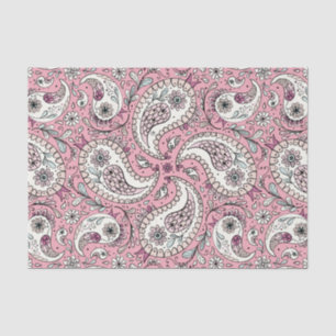 Paisley birds in baby pink tissue paper