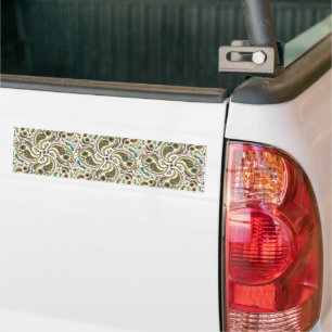 Paisley birds in yellow/brown and white bumper sticker