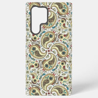 Paisley birds in yellow/brown and white