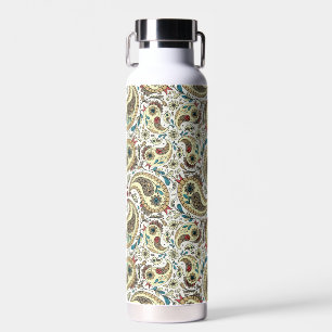 Paisley birds in yellow/brown and white water bottle