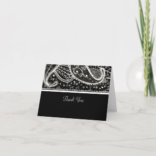 Paisley Bl. & Wh. Thank You Card