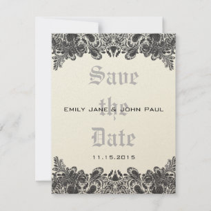 Paisley Black & Ivory Damask Wedding Save the Date