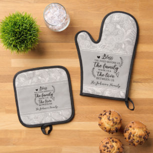 Paisley Blessings personalised family Oven Mitt & Pot Holder Set