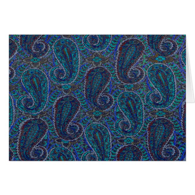 Paisley Blue Indian Boho Art Pattern (Front Horizontal)